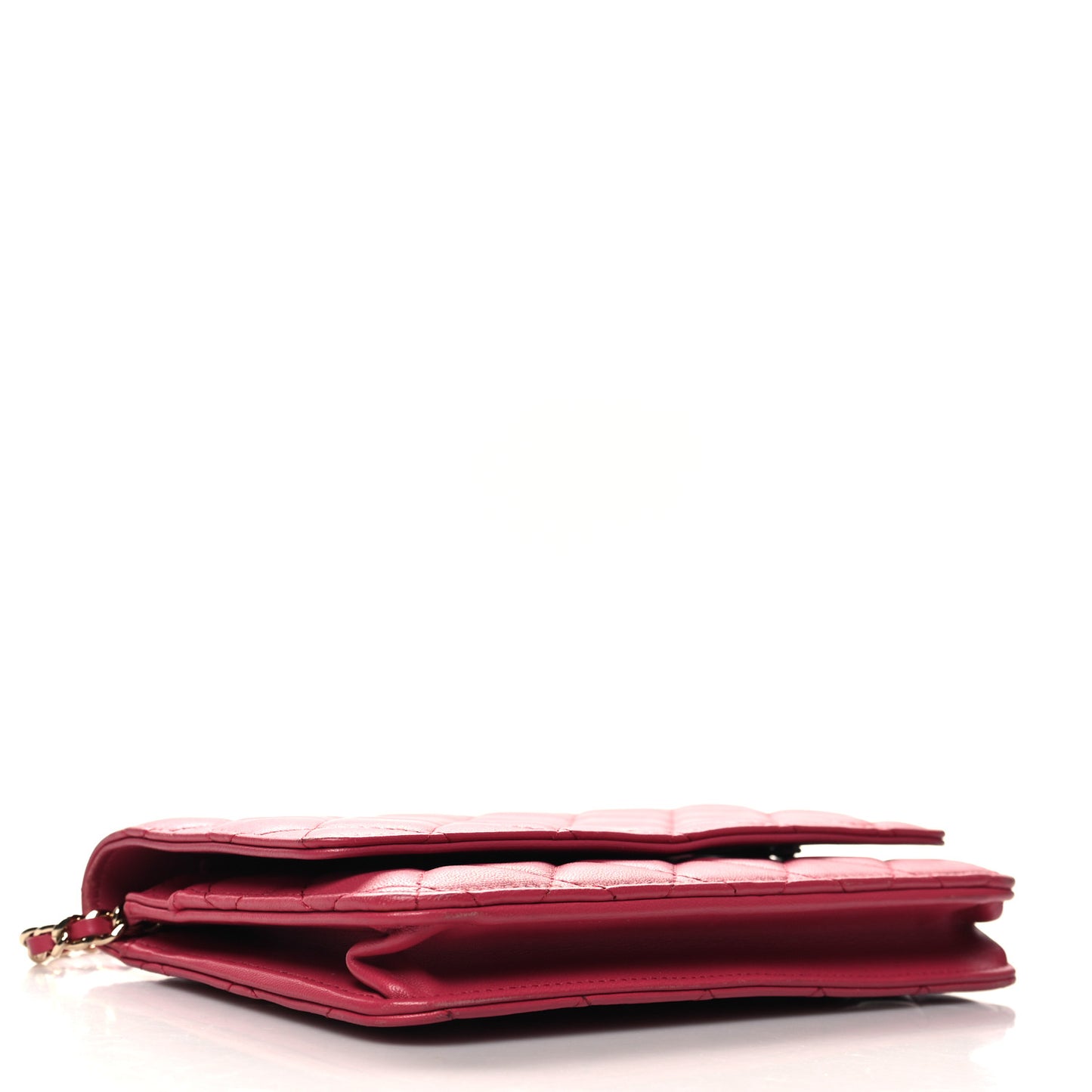 Lambskin Quilted Wallet On Chain WOC Dark Pink