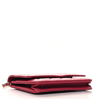 Chanel Lambskin Quilted Wallet On Chain WOC Dark Pink 4 of 14
