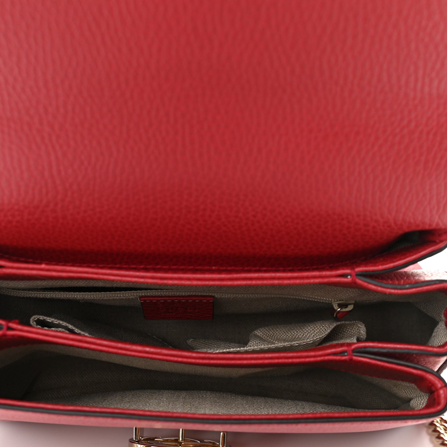 Dollar Calfskin Interlocking G Top Handle Shoulder Bag Red