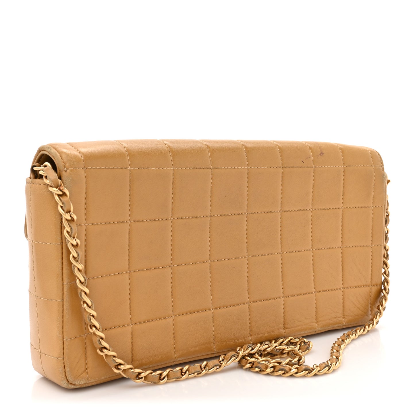 Lambskin East West Chocolate Bar Flap Beige