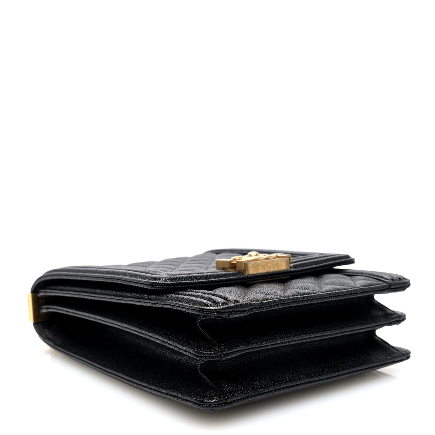 Caviar Quilted North South Boy Flap Black