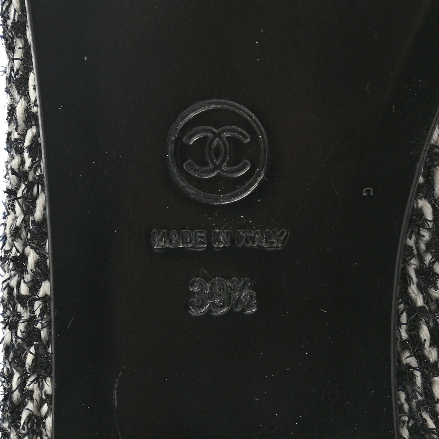 Lambskin Tweed Cap Toe Ballerina Flats 39.5 Black White