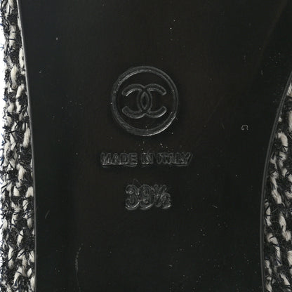 Chanel Lambskin Tweed Cap Toe Ballerina Flats 39.5 Black White 6 of 8