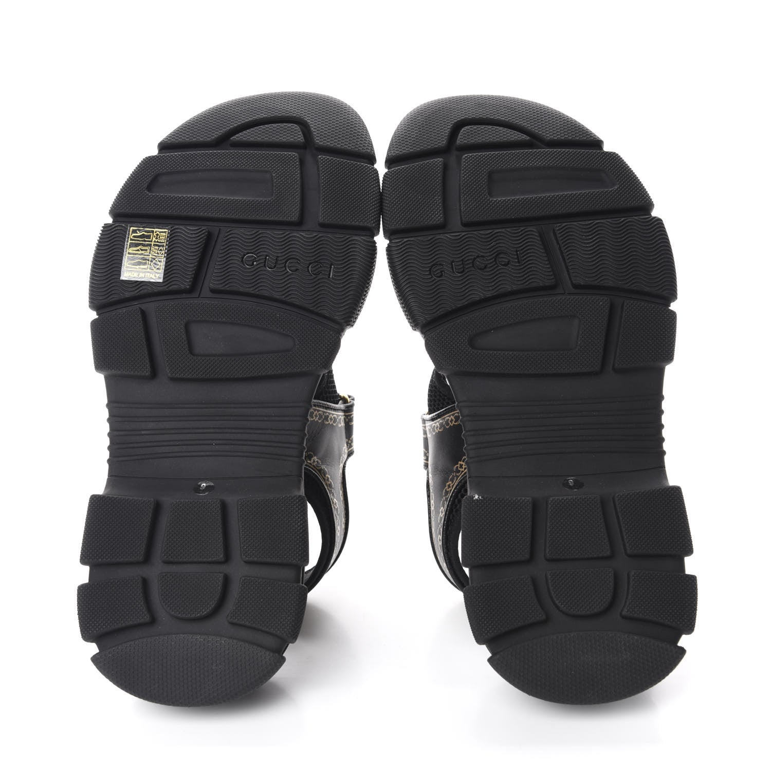 Gucci Nappa Mesh Chambre des Squelettes Mens Aguru Sandals 9 Black Gold 6 of 9