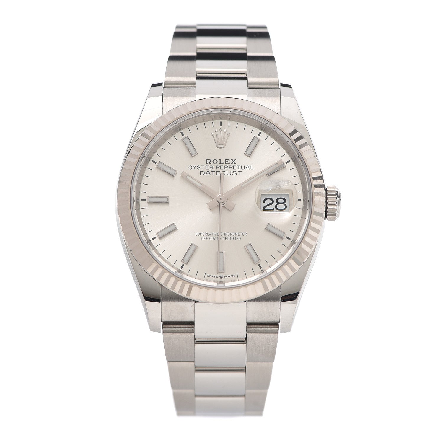Rolex Stainless Steel 18K White Gold 36mm Oyster Perpetual Datejust Watch Silver 126234 1 of 6