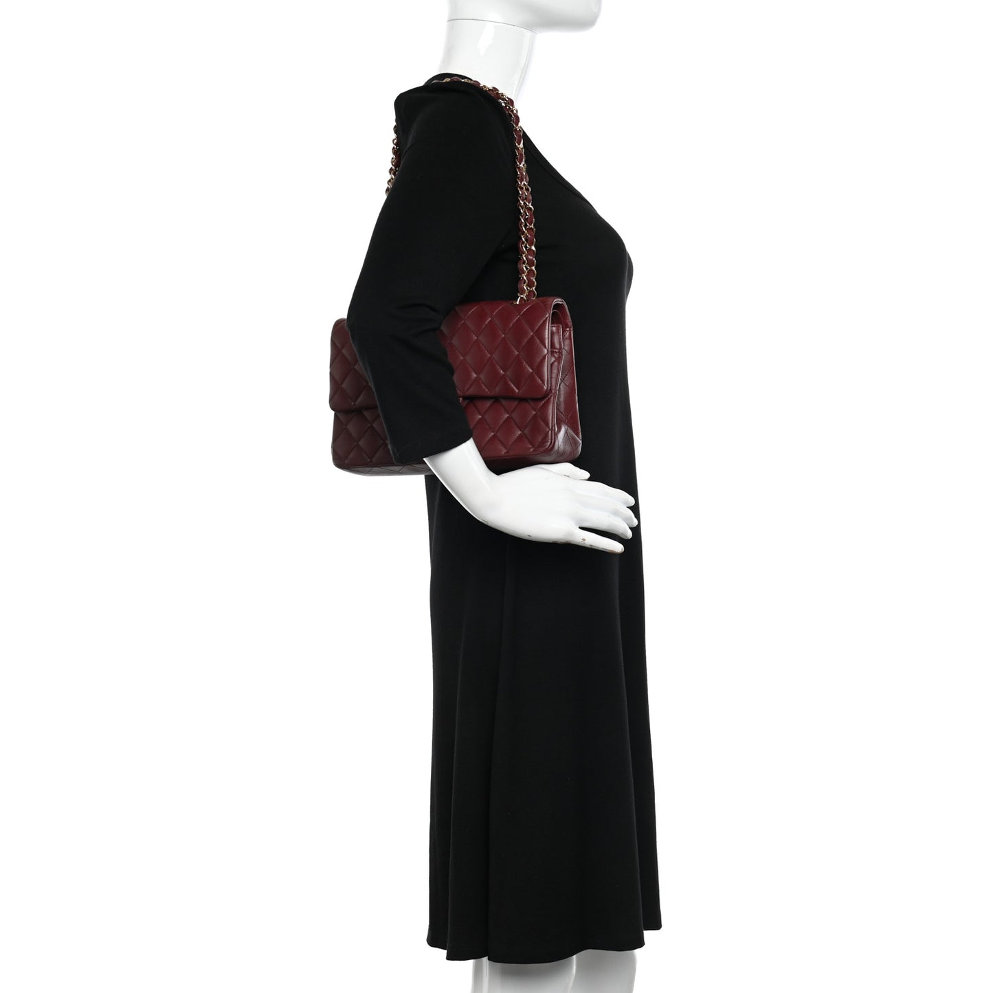 Lambskin Quilted Medium Double Flap Burgundy