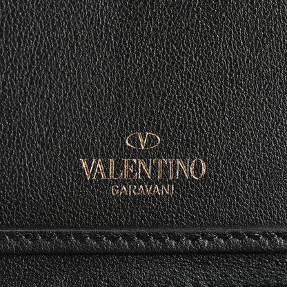 Valentino Garavani VALENTINO GARAVANI Vitello Rockstud Top Handle Travel Wallet Black 6 of 7