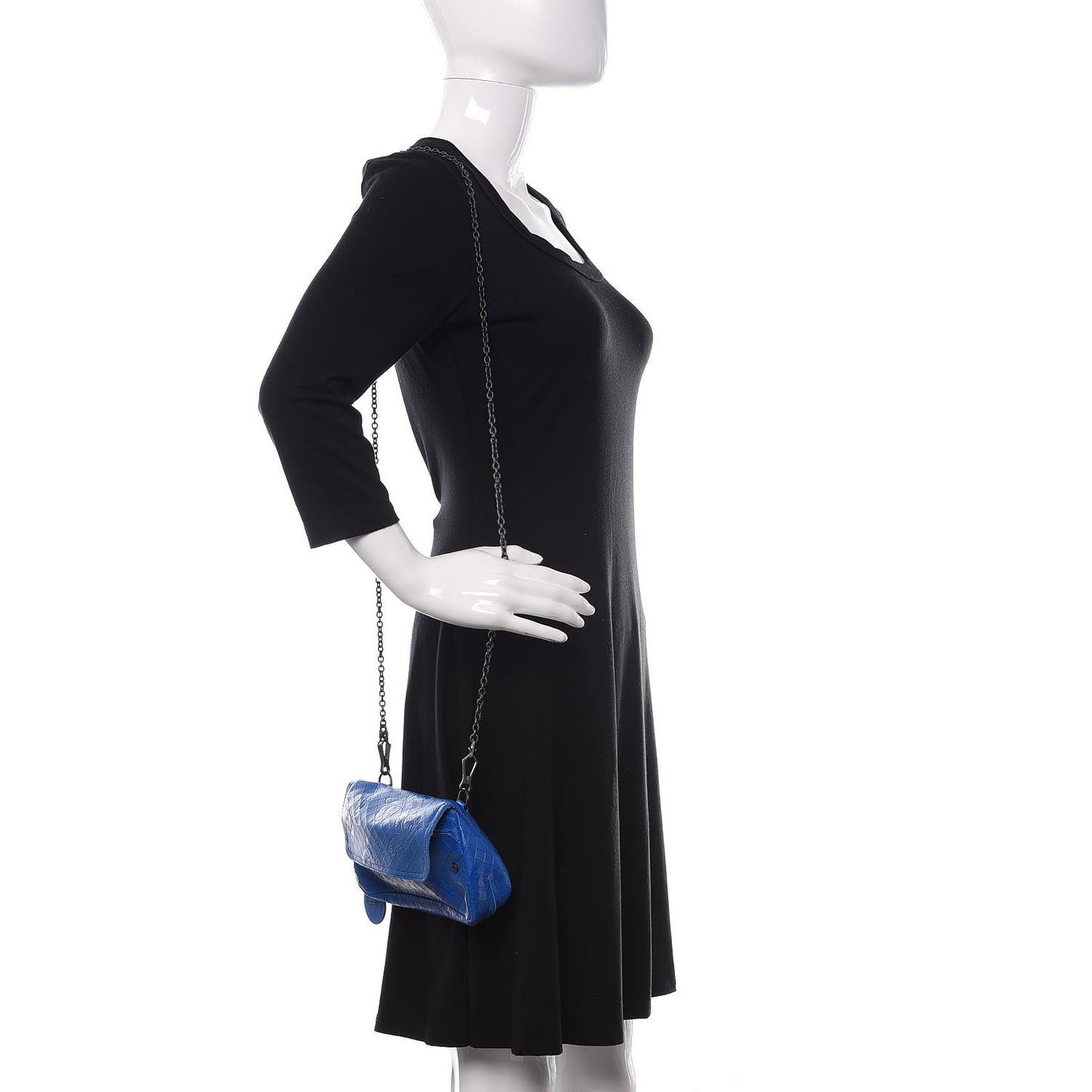 Calfskin Intrecciomirage Embossed Butterfly Small Chain Crossbody Signal Blue