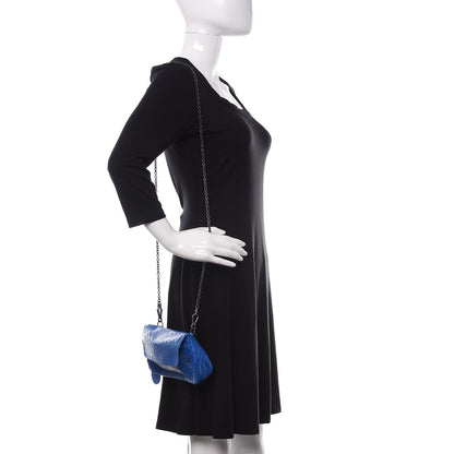 Bottega Veneta Calfskin Intrecciomirage Embossed Butterfly Small Chain Crossbody Signal Blue 3 of 10
