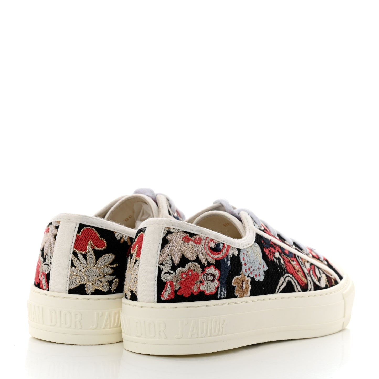 Cotton Floral Pop Embroidered Walk'N'Dior Low Top Sneakers 38 Red Multicolor