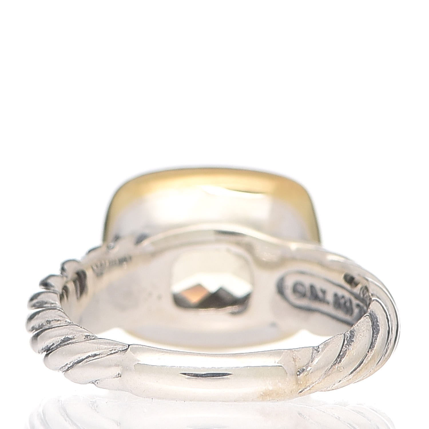 David Yurman Sterling Silver 18K Yellow Gold Smoky Quartz 10mm Noblesse Ring 49 5 4 of 5
