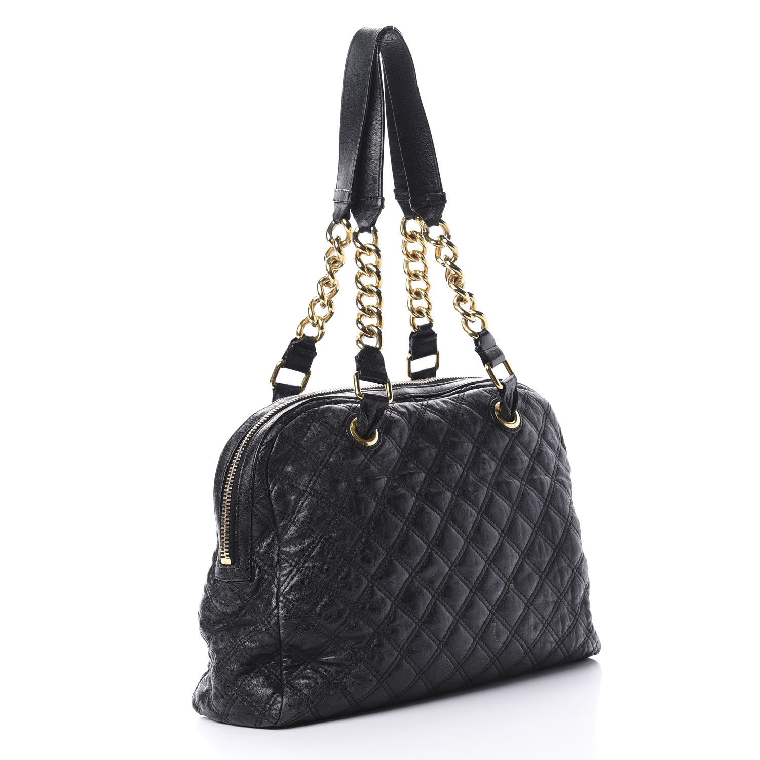 Marc Jacobs Lacquered Goatskin Quilted Karlie Satchel Black 3 of 16