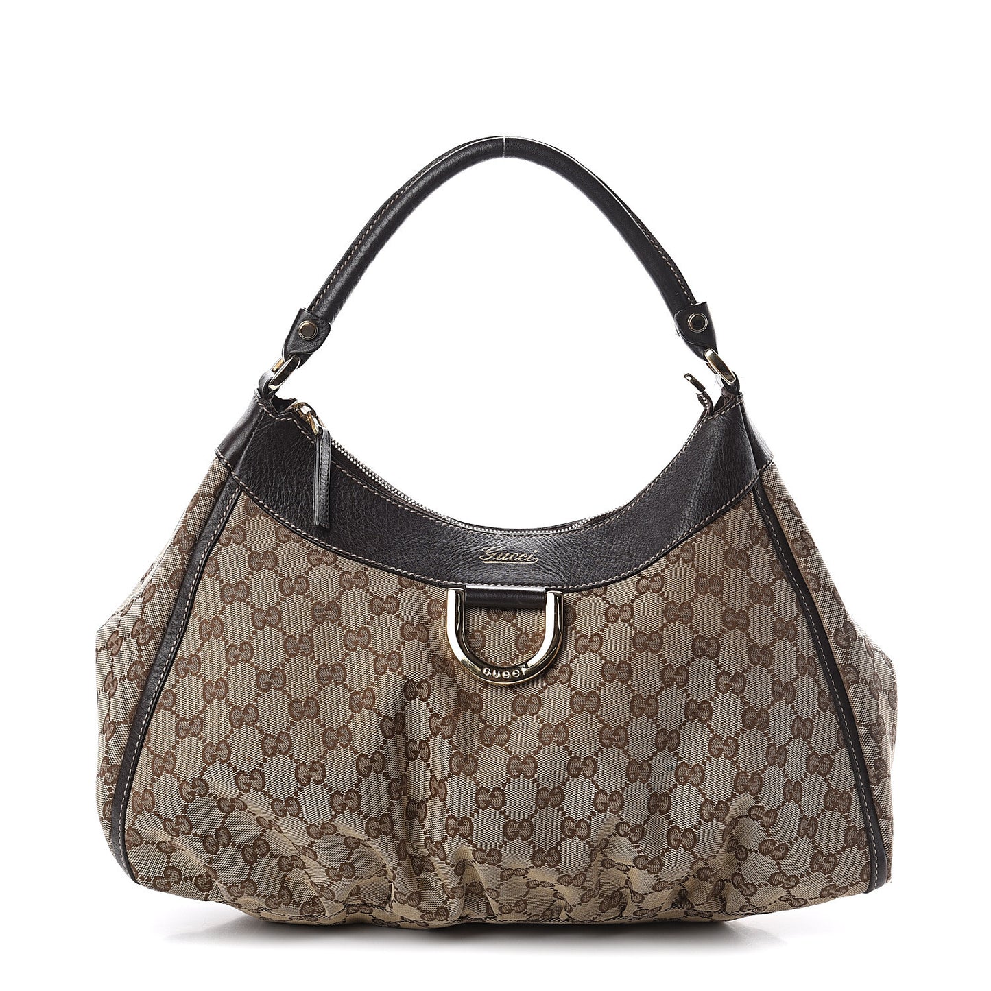 Monogram Large D Gold Hobo Dark Brown
