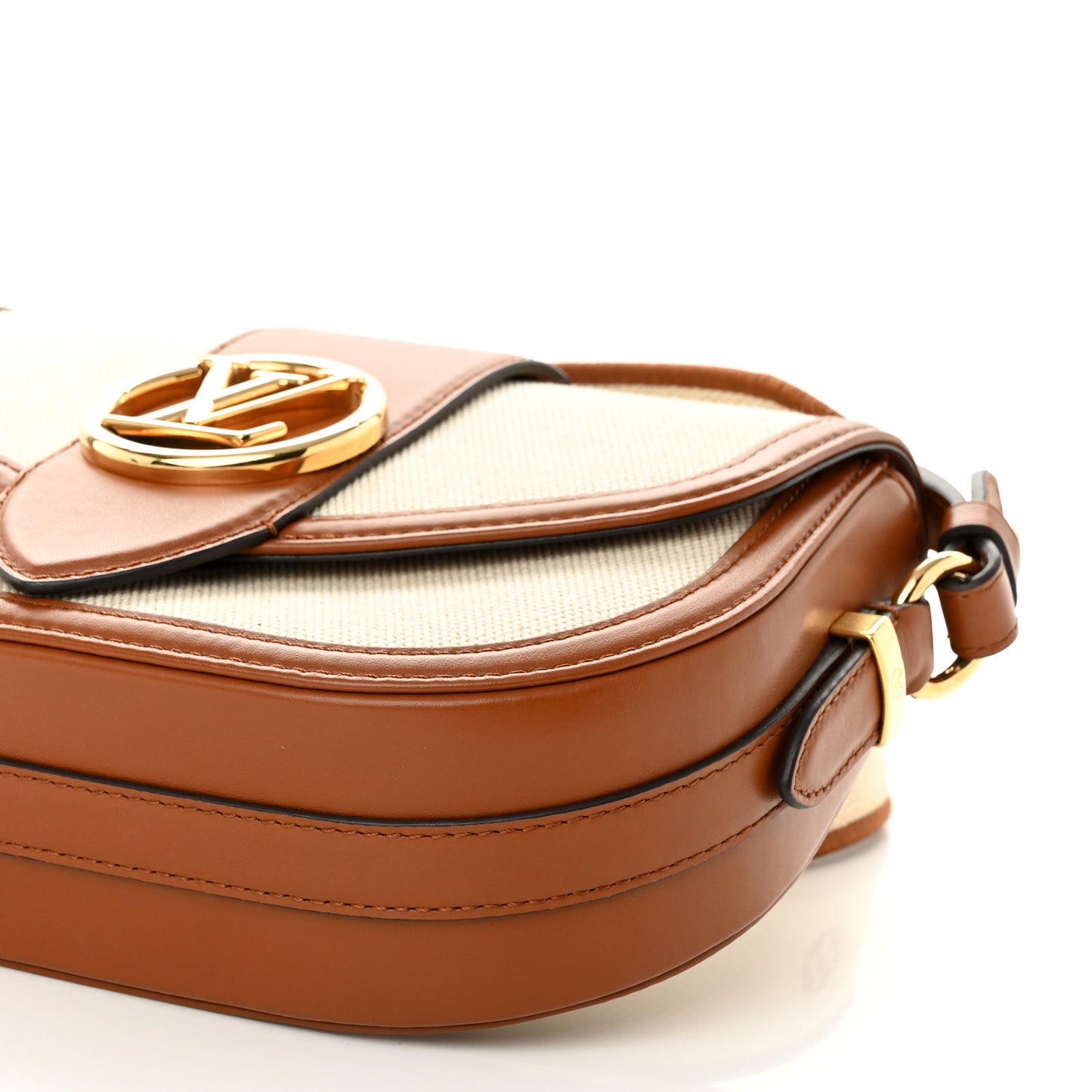 Canvas Smooth Calfskin LV Pont 9 Soft MM Caramel Brown