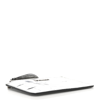 Burberry Metallic Croc Embossed Zip Around Wallet Silver 4 of 6