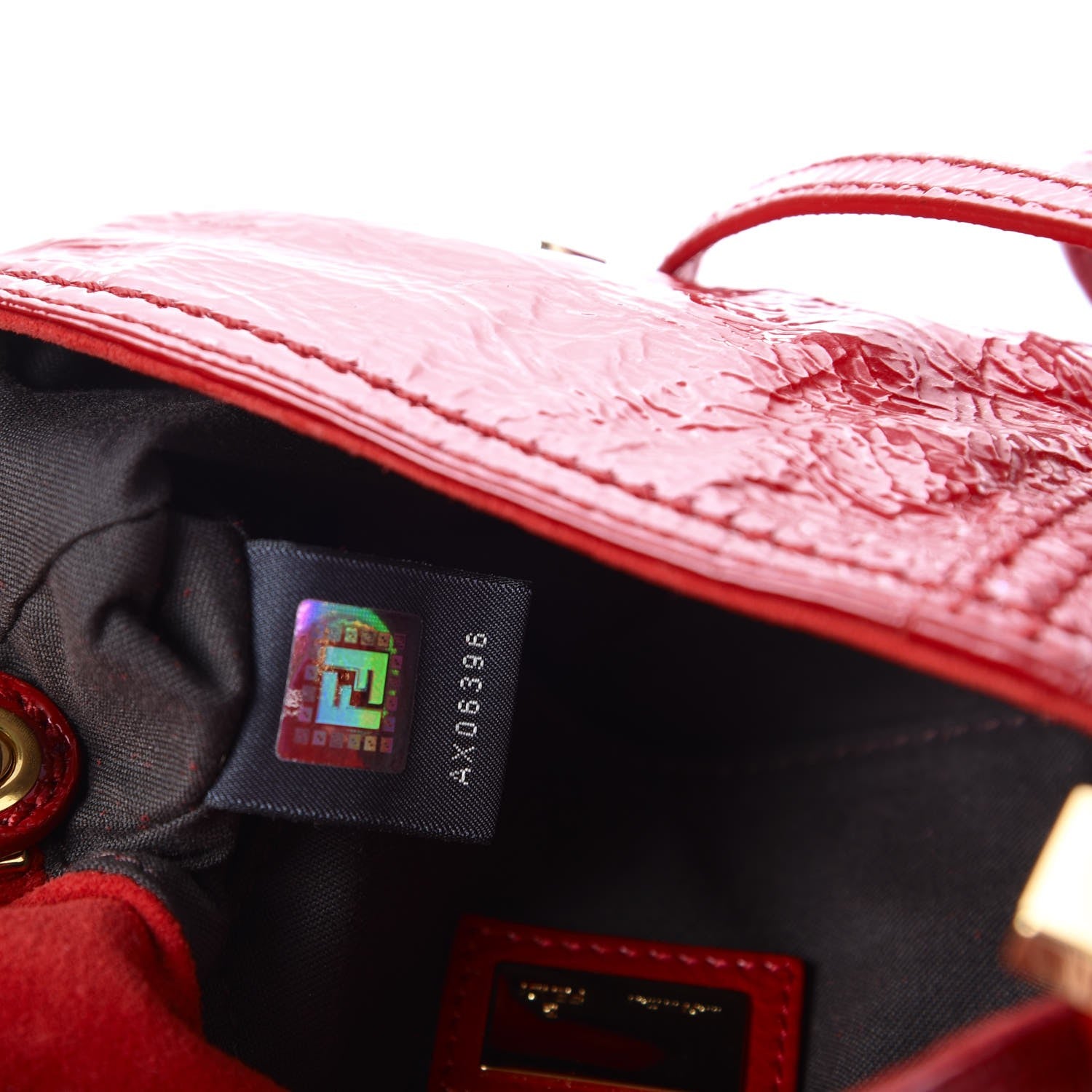 Fendi Vitello Naplak Small Convertible Baguette Rosso 9 of 13