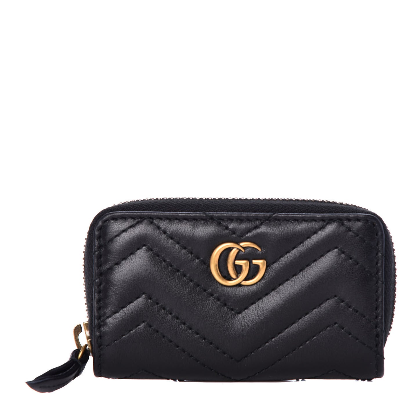 Calfskin Matelasse GG Marmont Zip Around Key Case Black