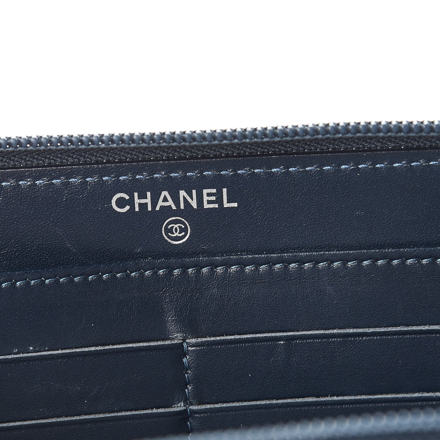 Chanel Caviar Large CC Timeless Zip Around Wallet Blue 6 of 8
