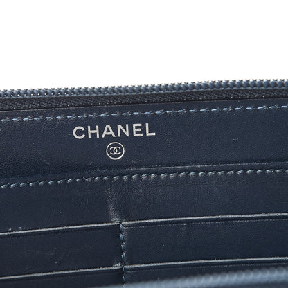 Chanel Caviar Large CC Timeless Zip Around Wallet Blue 6 of 8