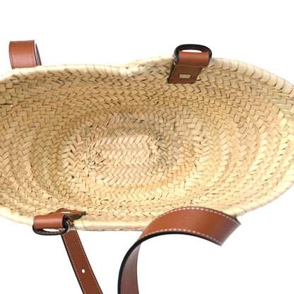 Loewe Raffia Small Basket Tote Bag Natural Tan Navy 5 of 9