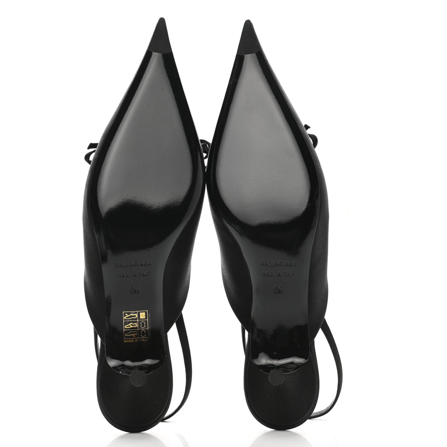 Satin Pointed Toe Knife Slingback 40mm Mules 39 Black
