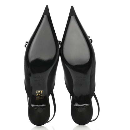 Balenciaga Satin Pointed Toe Knife Slingback 40mm Mules 39 Black 5 of 9