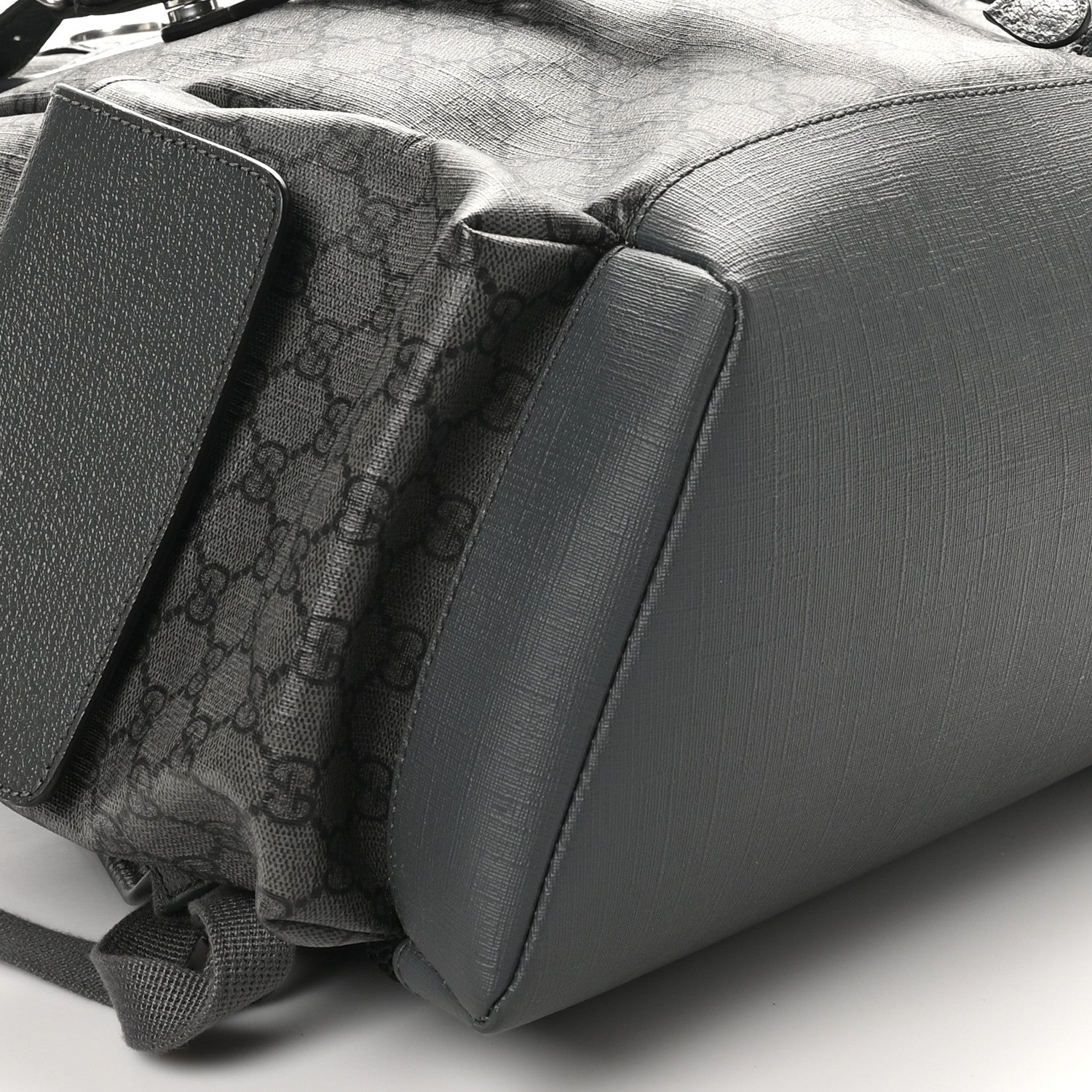 Gucci GG Supreme Monogram Textured Dollar Calfskin Medium Ophidia Double Buckle Backpack Grey Black Graphite Grey 8 of 9
