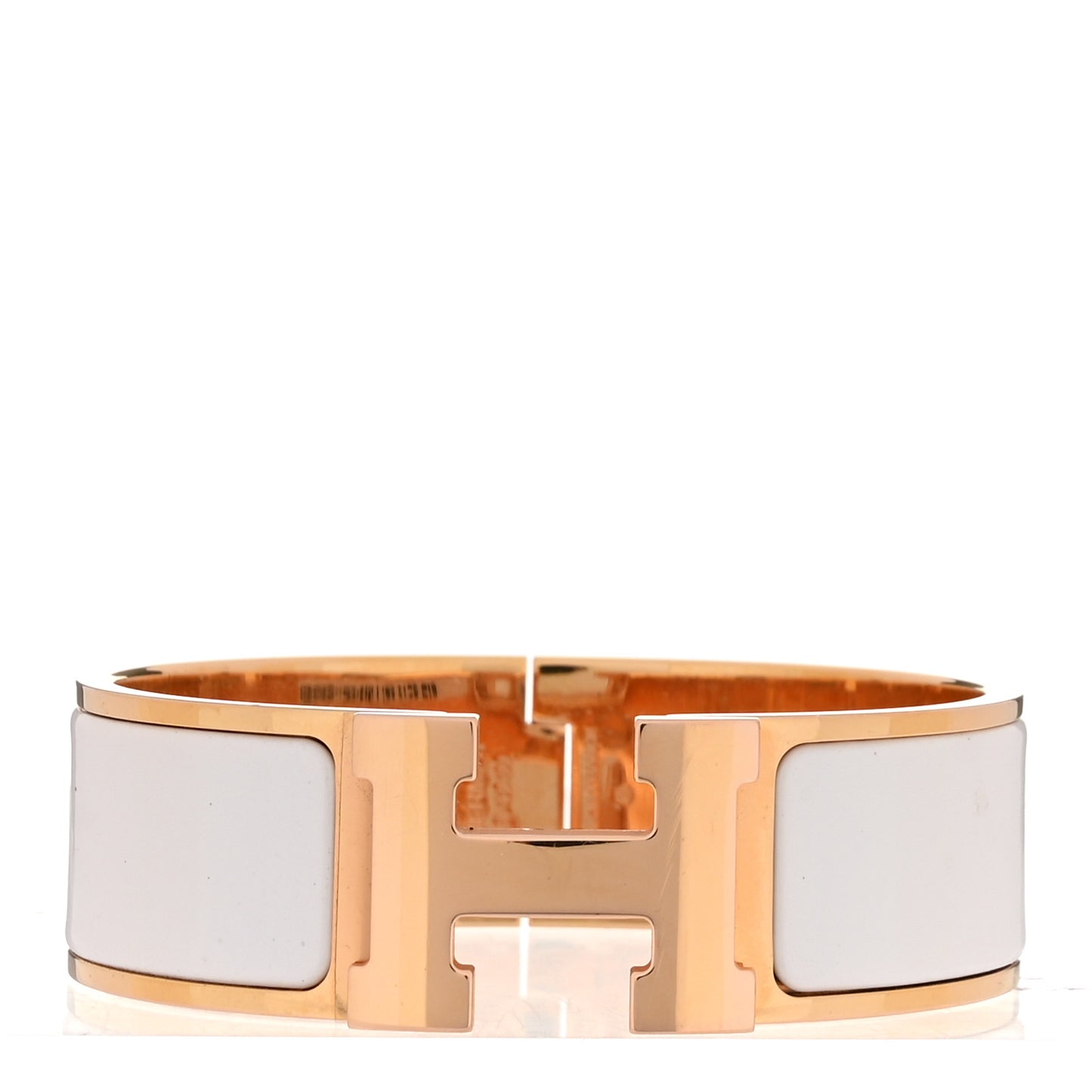 Enamel Wide Clic Clac H Bracelet GM White