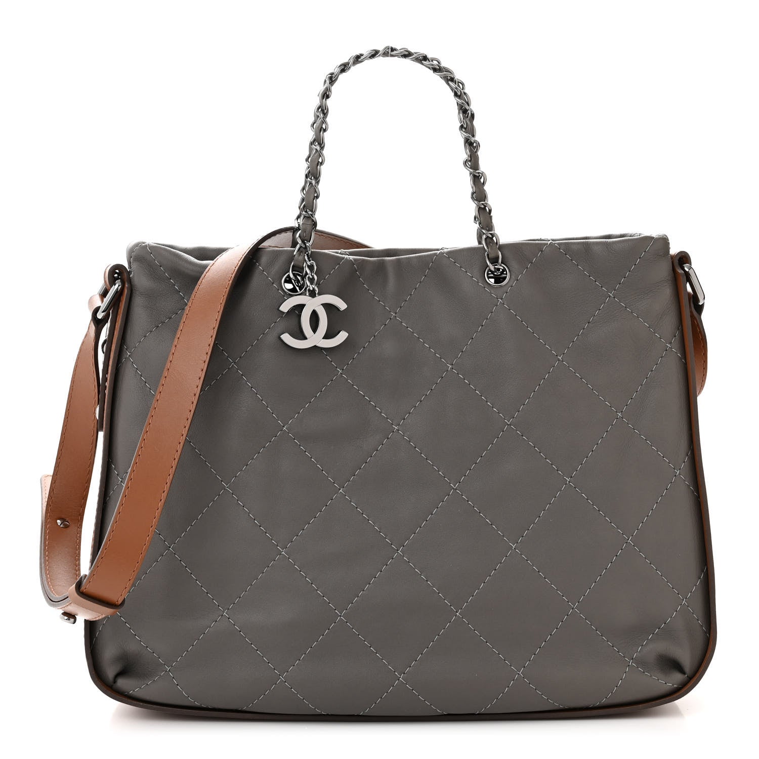 Chanel Calfskin Country Chic Stitched Hobo Grey 1 of 11
