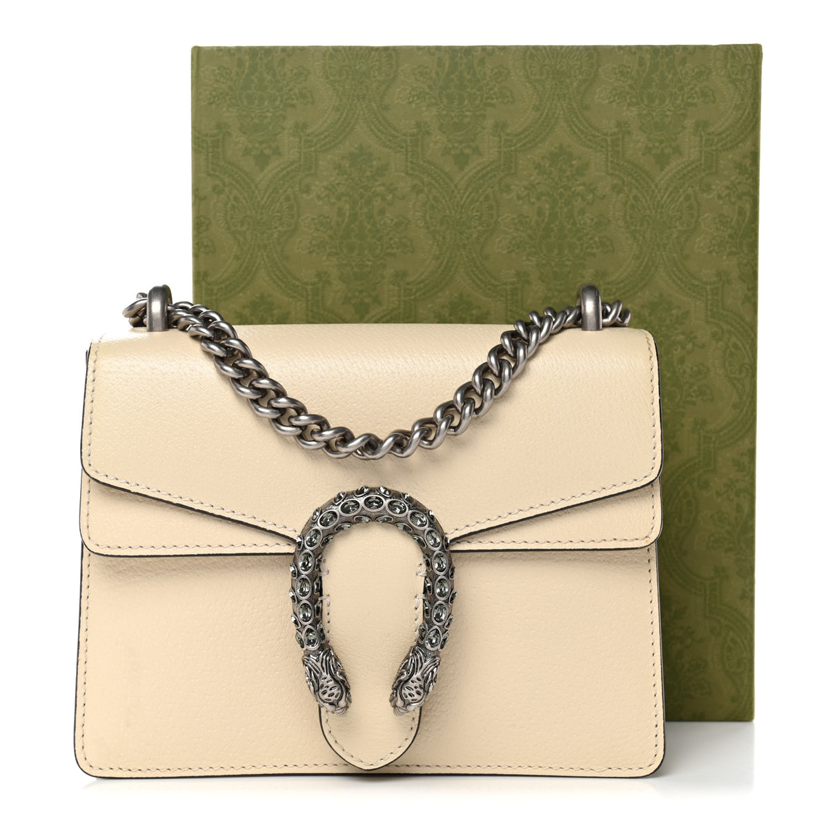 Gucci Textured Calfskin Crystal Mini Dionysus Shoulder Bag Mystic White 12 of 12
