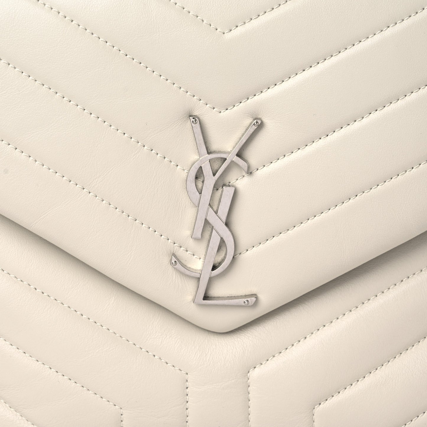 Calfskin Y Quilted Monogram Medium Loulou Chain Satchel Ivory