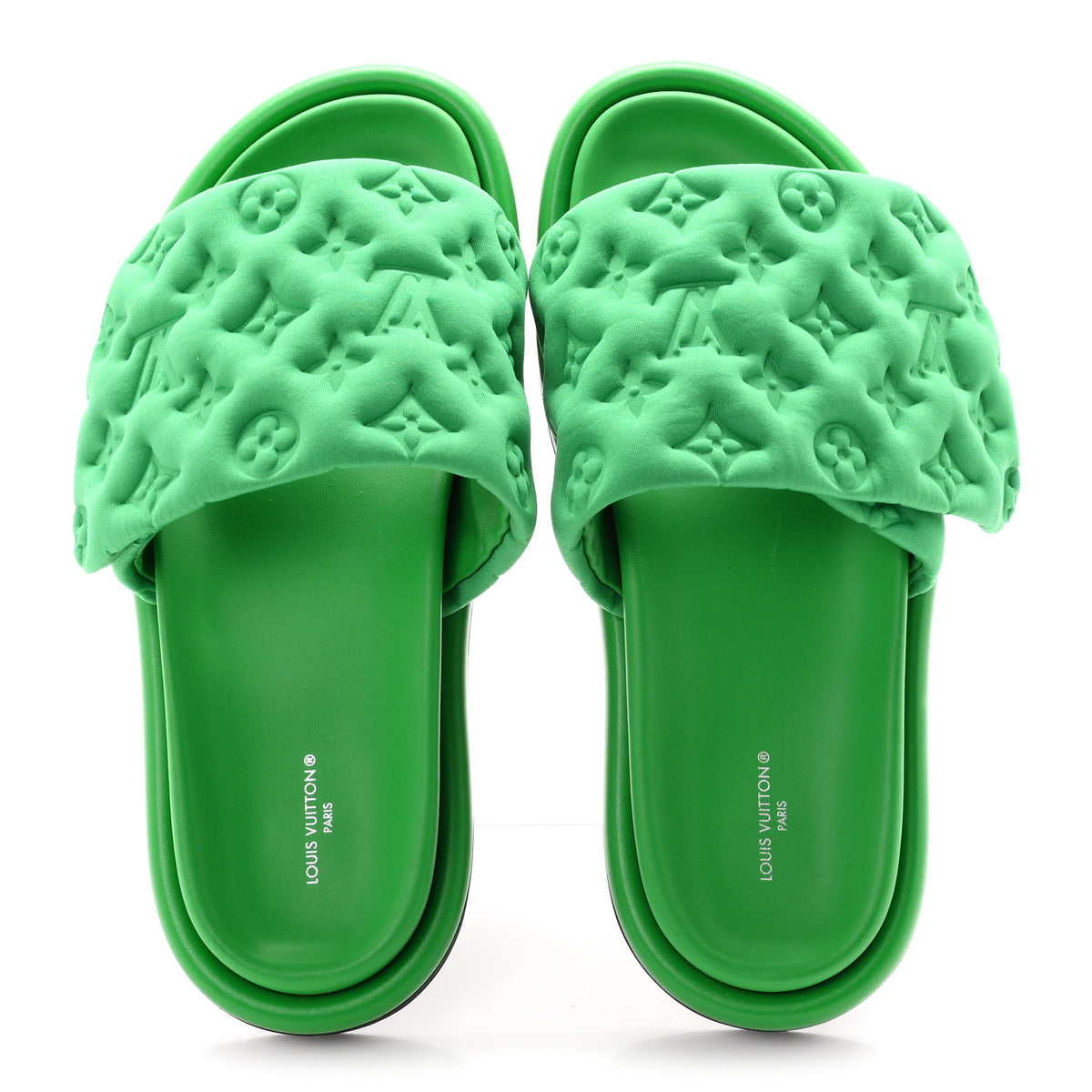 Louis Vuitton Technical Fabric Embossed Monogram Pool Pillow Comfort Mules 41 Green 2 of 9