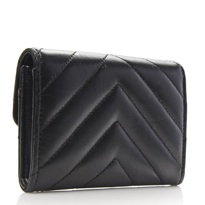 Chanel Lambskin Chevron Quilted Flap Card Holder Black 3 of 8