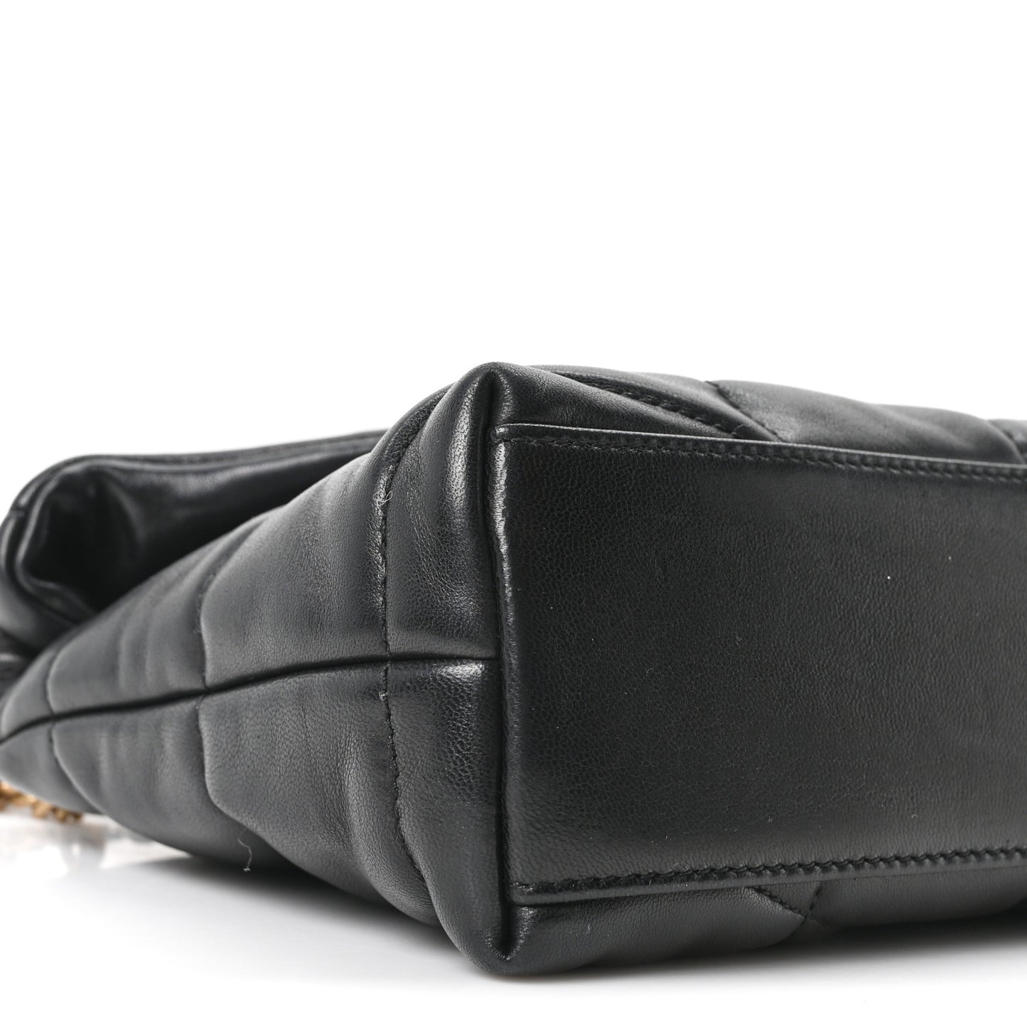 Lambskin Quilted Toy Loulou Puffer Monogram Chain Satchel Black