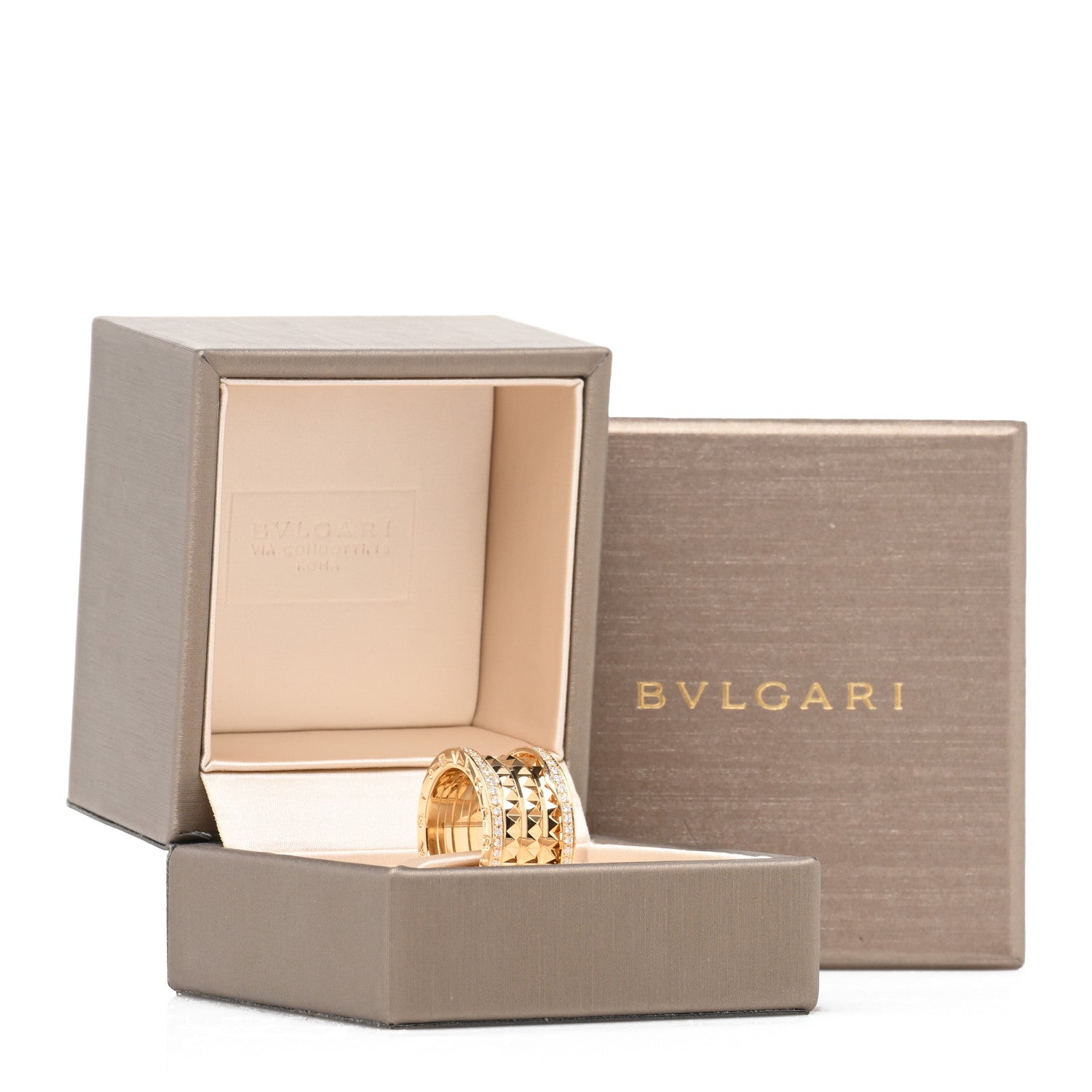 Bulgari 18K Yellow Gold Diamond B.Zero1 Rock Four-Band Pave Ring 50 5.25 6 of 6