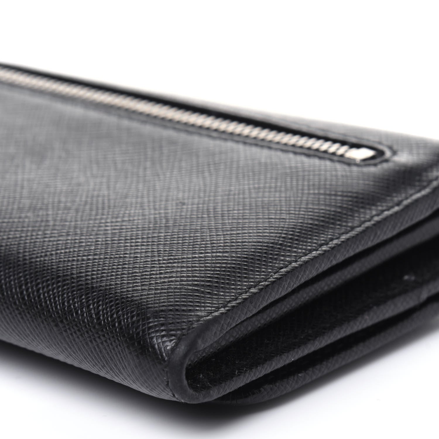 Prada Saffiano Metal Continental Flap Wallet Black 15 of 22