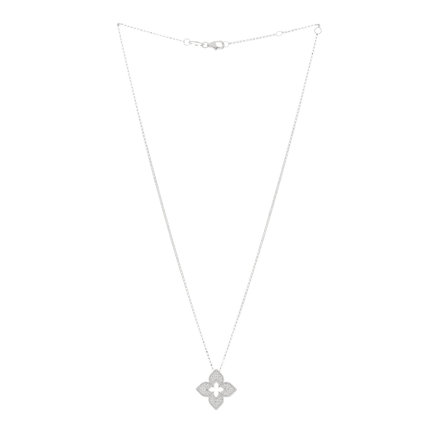 Roberto Coin 18K White Gold Diamond Large Venetian Princess Pendant Necklace 2 of 3