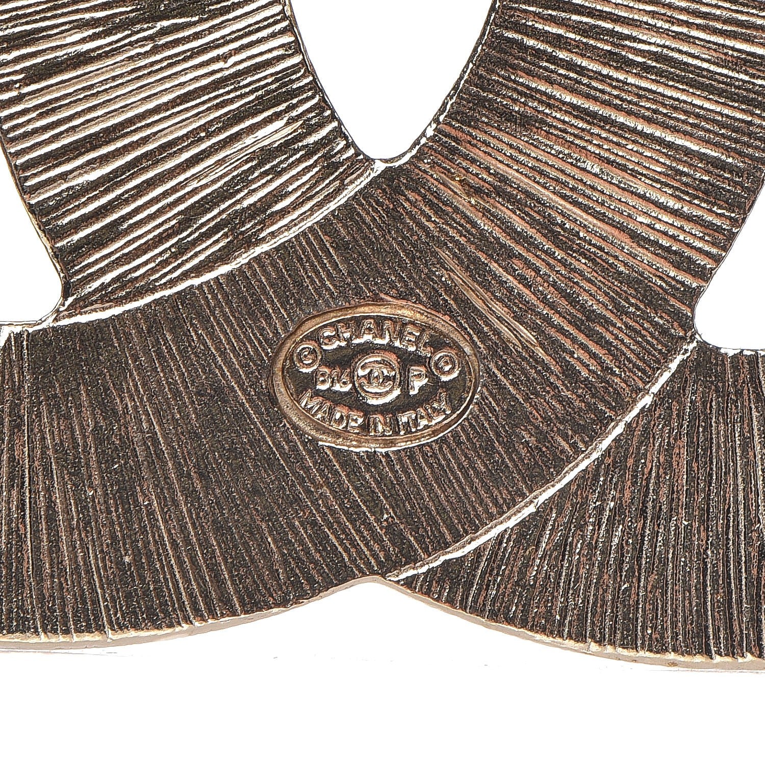 Chanel Metal Quilted CC Brooch Silver Gold 4 of 5