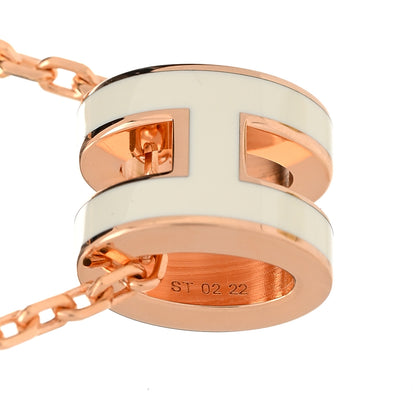 Hermes Lacquered Rose Gold Mini Pop H Pendant Necklace White 6 of 7