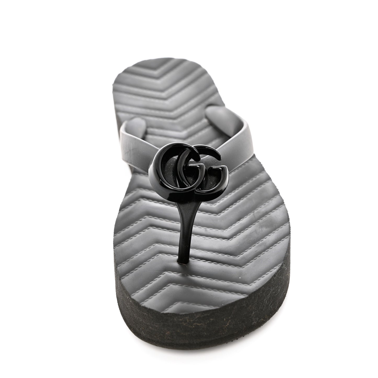 Rubber Chevron Womens GG Thong Sandals 37 Black