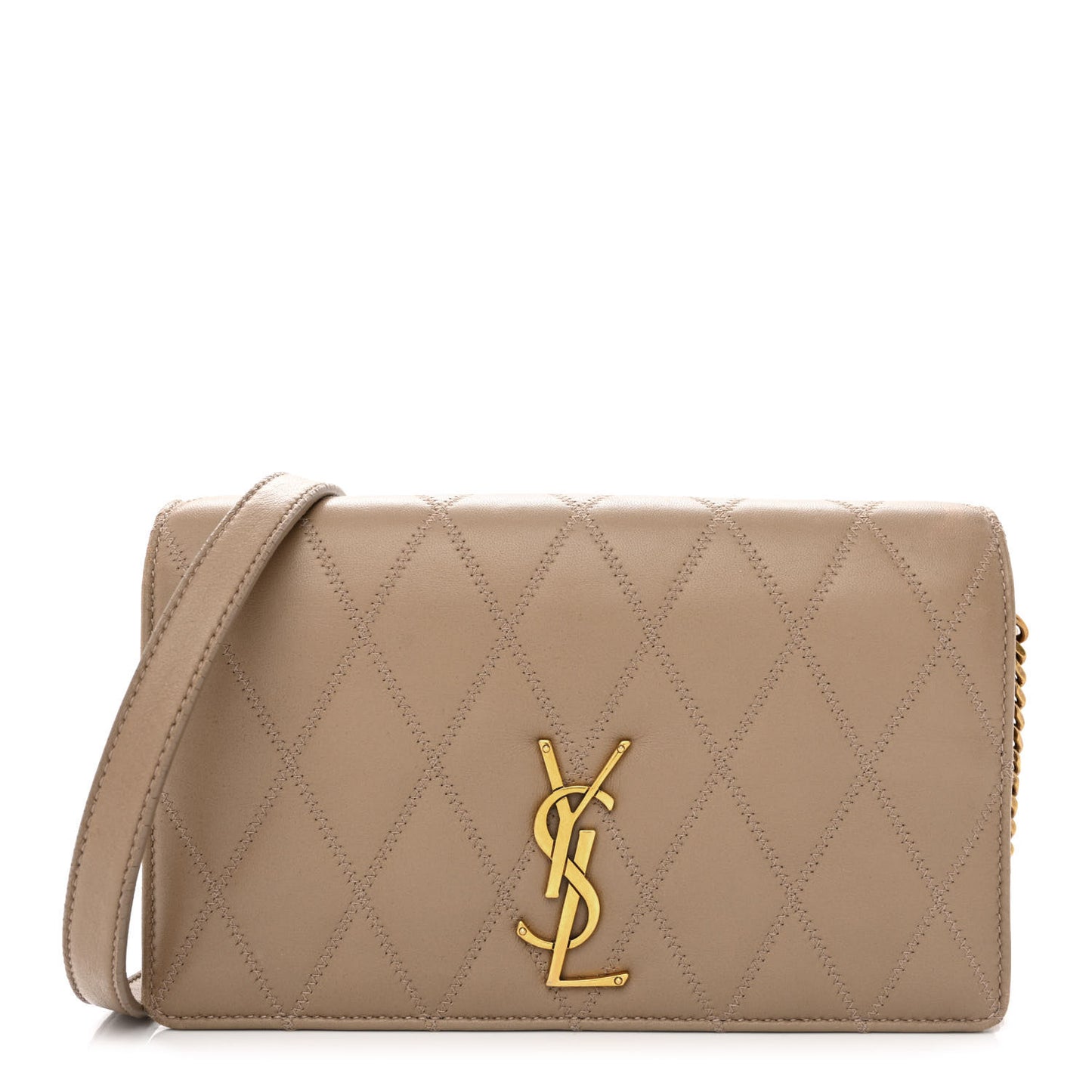 Lambskin Diamond Quilted Angie Chain Bag Tan