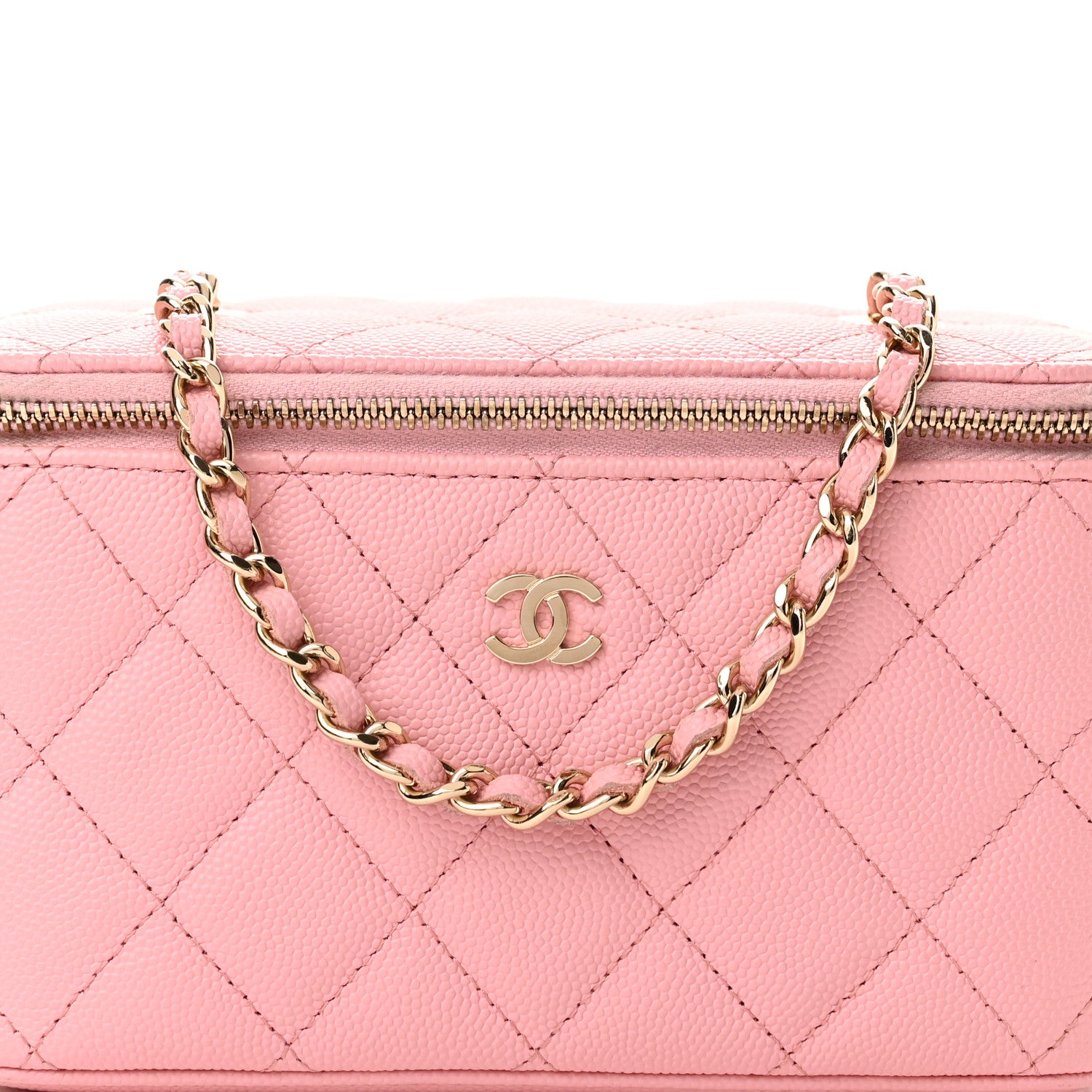 Chanel Caviar Quilted Small Vanity Case With Chain Pink 8 of 11