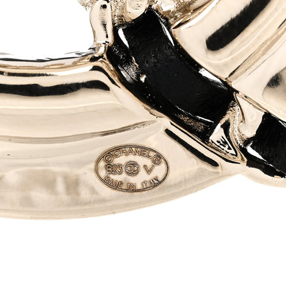 Chanel Lambskin Pearl Crystal Quilted CC Brooch Black Gold Black 3 of 4