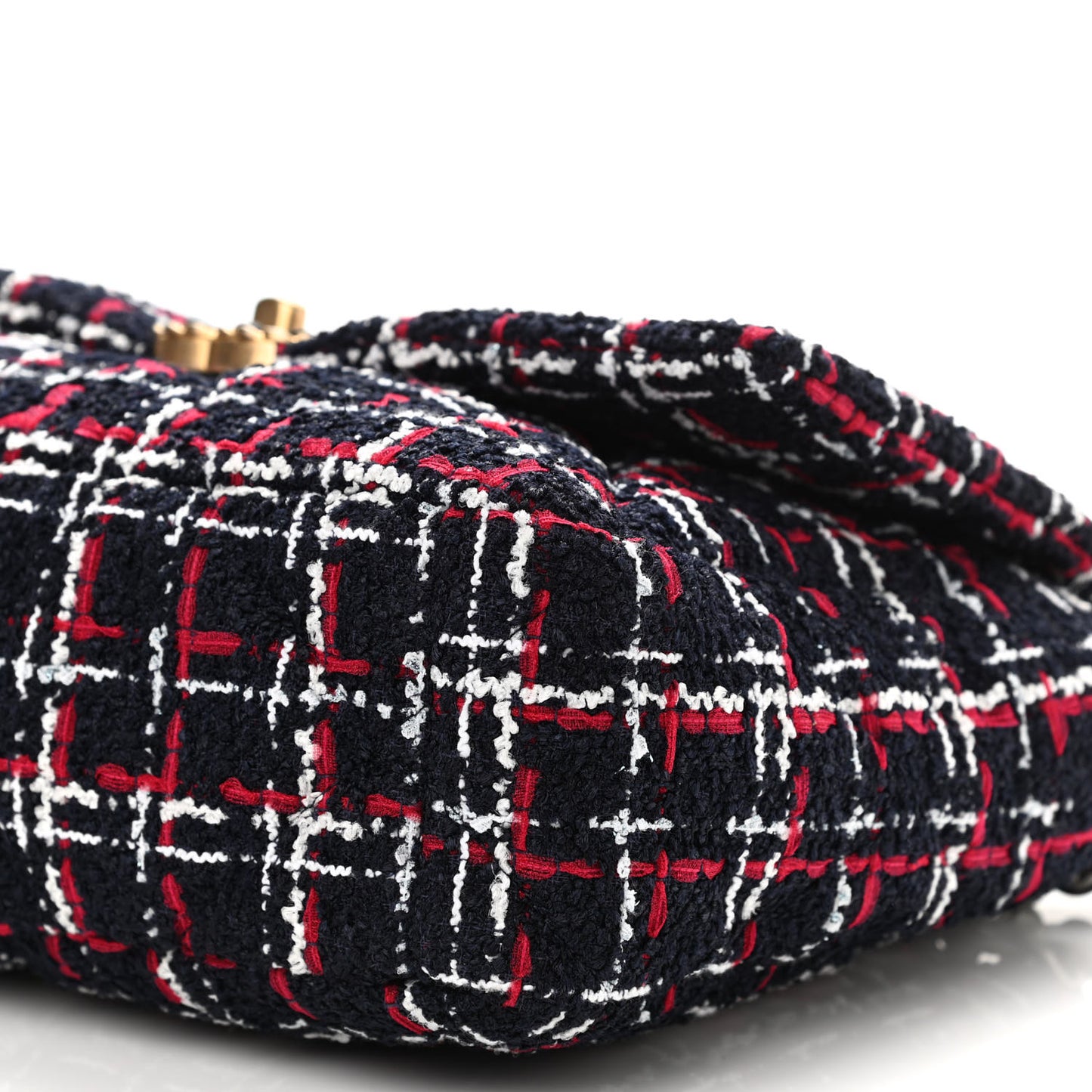 Tweed Quilted Large Chanel 19 Flap Navy Blue White Red