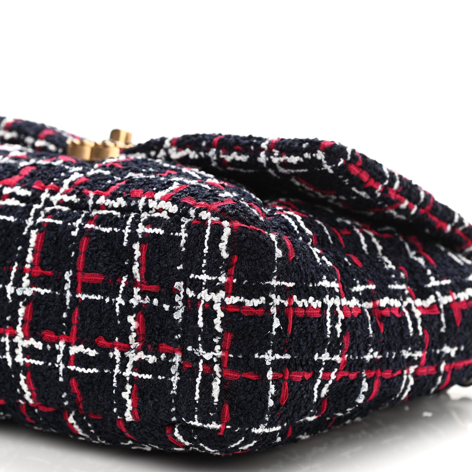 Chanel Tweed Quilted Large Chanel 19 Flap Navy Blue White Red 10 of 11