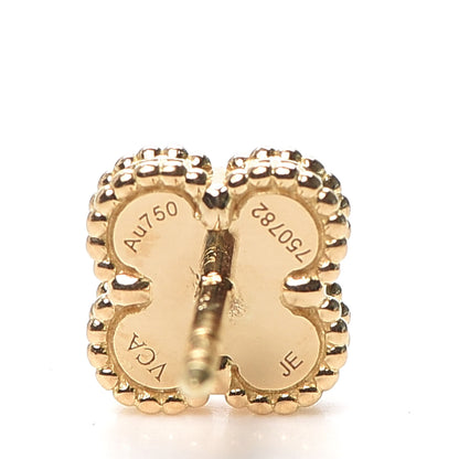 Van Cleef & Arpels 18K Yellow Gold Mother of Pearl Sweet Alhambra Earrings 4 of 6