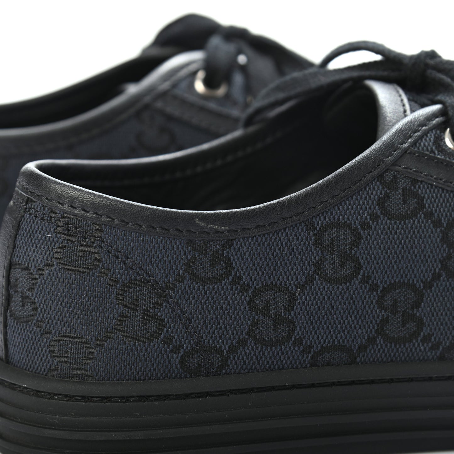 GG Monogram Calfskin Womens Low Top Sneakers 37 Piombo Black
