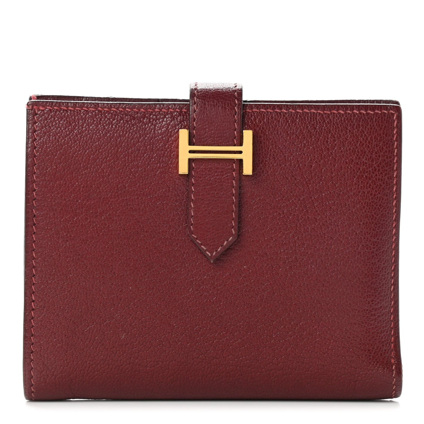 Chevre Mysore Bearn Compact Wallet Rouge H