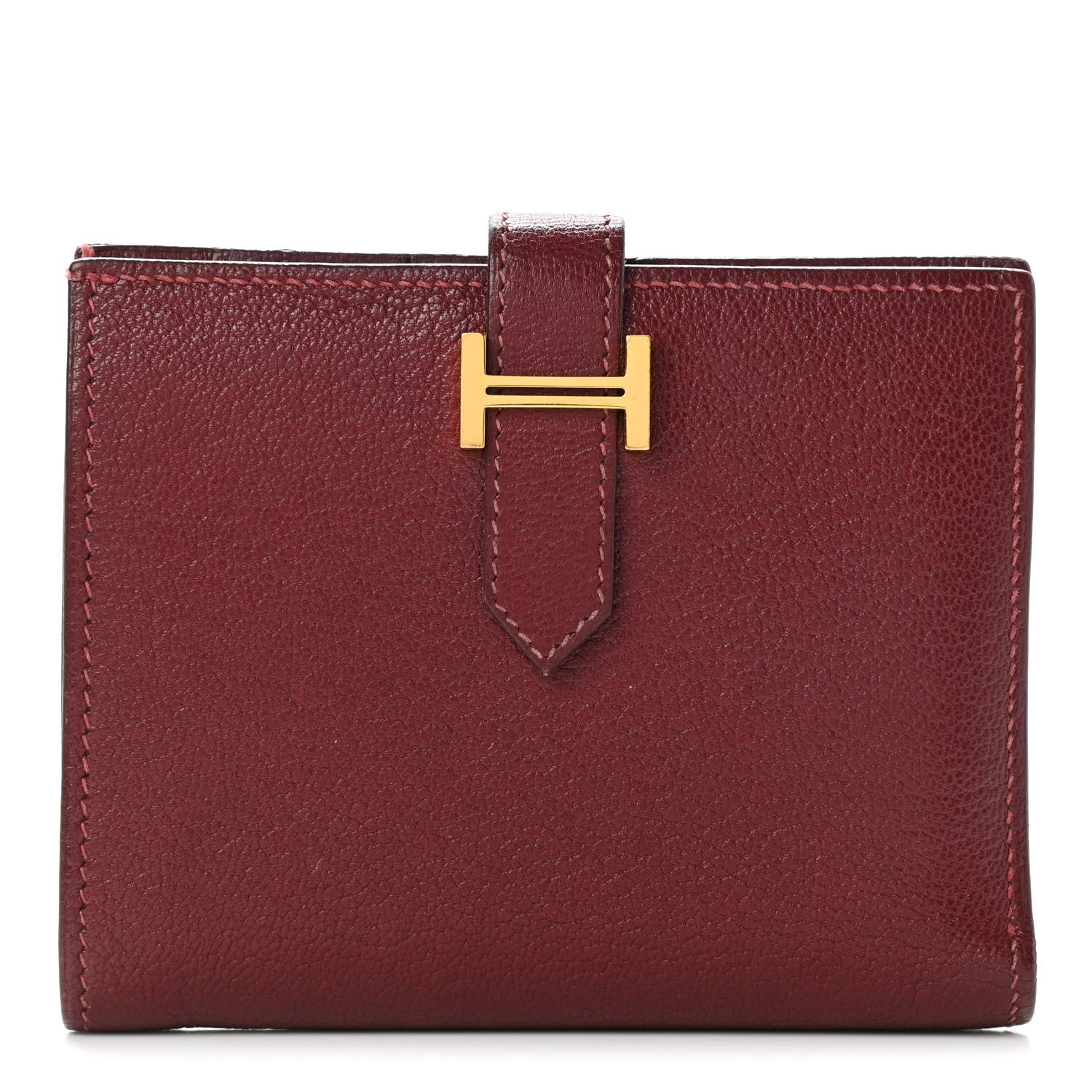 Hermes Chevre Mysore Bearn Compact Wallet Rouge H 1 of 9