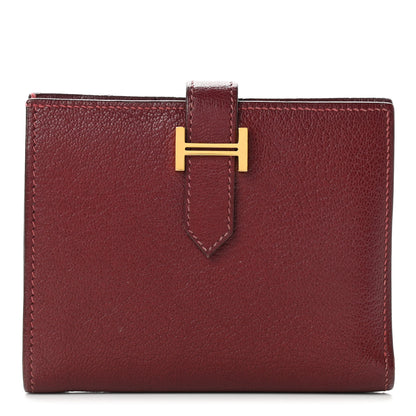 Hermes Chevre Mysore Bearn Compact Wallet Rouge H 1 of 9